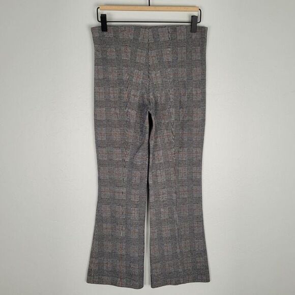 Anthropologie Size S The Essential Crop Flare Stretch Pull On Pants Plaid Gray - Picture 5 of 12